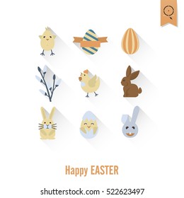 Celebration Easter Icons. Vector. Clean Work Minimum Points