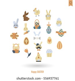 Celebration Easter Icons. Vector. Clean Work Minimum Points