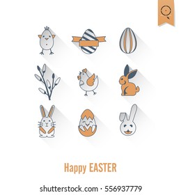 Celebration Easter Icons. Vector. Clean Work Minimum Points