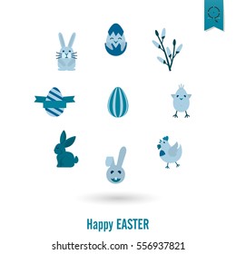 Celebration Easter Icons. Vector. Clean Work Minimum Points