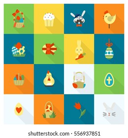 Celebration Easter Icons. Vector. Clean Work Minimum Points