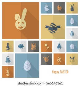 Celebration Easter Icons. Vector. Clean Work Minimum Points