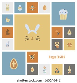 Celebration Easter Icons. Vector. Clean Work Minimum Points