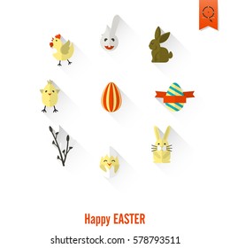 Celebration Easter Icons. Vector. Clean Work Minimum Points