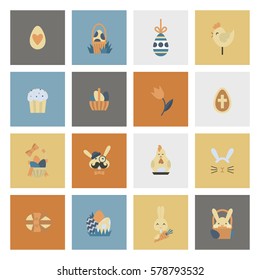 Celebration Easter Icons. Vector. Clean Work Minimum Points