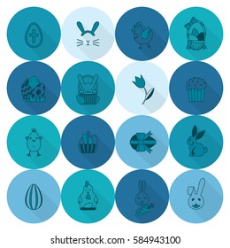 Celebration Easter Icons. Vector. Clean Work Minimum Points