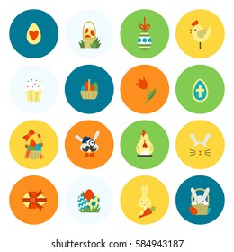 Celebration Easter Icons. Vector. Clean Work Minimum Points