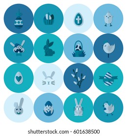 Celebration Easter Icons. Vector. Clean Work Minimum Points