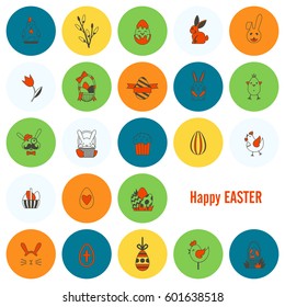 Celebration Easter Icons. Vector. Clean Work Minimum Points