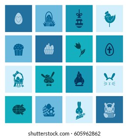 Celebration Easter Icons. Vector. Clean Work Minimum Points