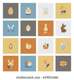 Celebration Easter Icons. Vector. Clean Work Minimum Points