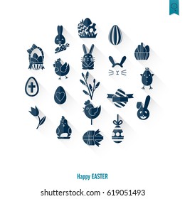 Celebration Easter Icons. Vector. Clean Work Minimum Points