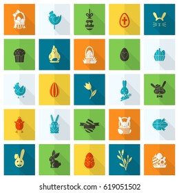 Celebration Easter Icons. Vector. Clean Work Minimum Points