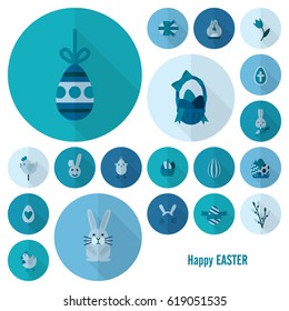 Celebration Easter Icons. Vector. Clean Work Minimum Points