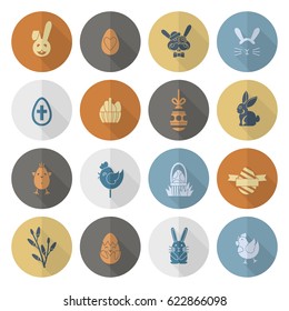 Celebration Easter Icons. Vector. Clean Work Minimum Points