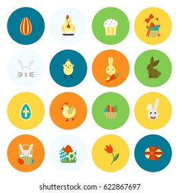 Celebration Easter Icons. Vector. Clean Work Minimum Points