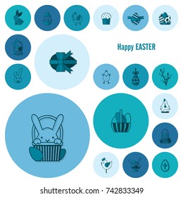 Celebration Easter Icons. Vector. Clean Work Minimum Points
