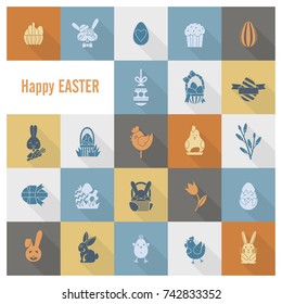 Celebration Easter Icons. Vector. Clean Work Minimum Points