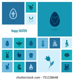 Celebration Easter Icons. Vector. Clean Work Minimum Points