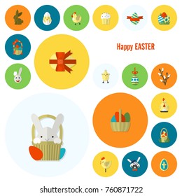 Celebration Easter Icons. Vector. Clean Work Minimum Points