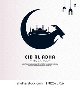 Celebration Eid al adha mubarak islamic background with flat style. Mubarak Islamic background