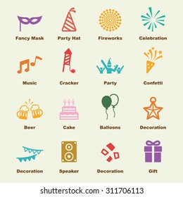 celebration elements, vector infographic icons