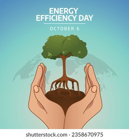For the celebration of Energy Efficiency Day, a vector illustration of the day is suitable. Flyer design, flat illustration, and flat design.