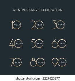 Celebration event design set. Anniversary sign. Vector design template.