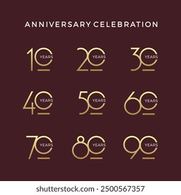 Celebration event design set. Anniversary sign. Vector design template.