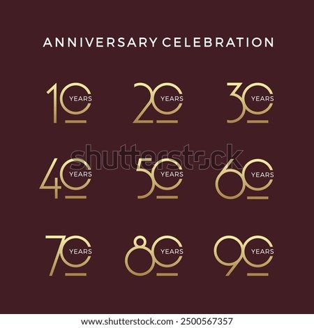 Celebration event design set. Anniversary sign. Vector design template.