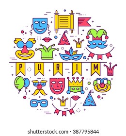 Celebration festival holiday party equipment thin lines illustrationss set. Vector masquerade carnival collection design illustrations concept