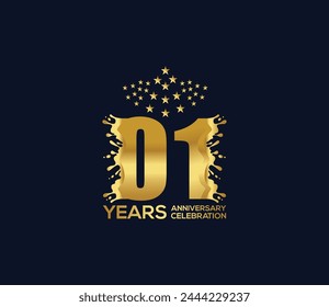 Celebration of Festivals Days 1 Year Anniversary, Invitations, Party Events, Company Based, Banners, Posters, Card Material, Gold Colors Design