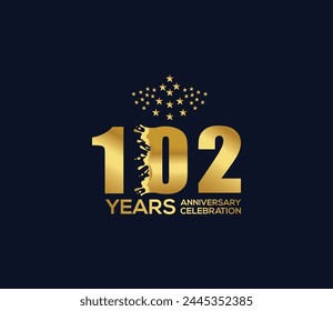 Celebration of Festivals Days 102 Year Anniversary, Invitations, Party Events, Company Based, Banners, Posters, Card Material, Gold Colors Design svg