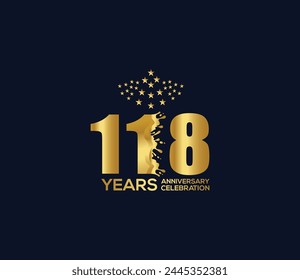 Celebration of Festivals Days 118 Year Anniversary, Invitations, Party Events, Company Based, Banners, Posters, Card Material, Gold Colors Design