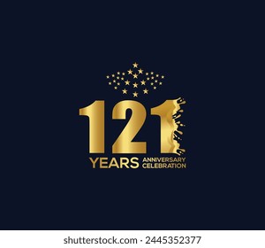 Celebration of Festivals Days 121 Year Anniversary, Invitations, Party Events, Company Based, Banners, Posters, Card Material, Gold Colors Design