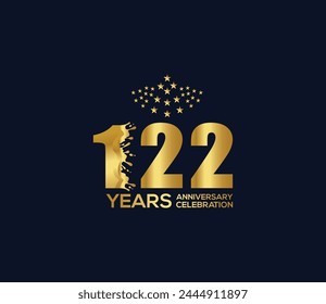 Celebration of Festivals Days 122 Year Anniversary, Invitations, Party Events, Company Based, Banners, Posters, Card Material, Gold Colors Design