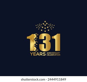 Celebration of Festivals Days 131 Year Anniversary, Invitations, Party Events, Company Based, Banners, Posters, Card Material, Gold Colors Design