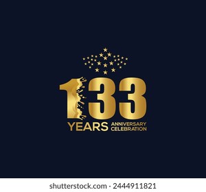 Celebration of Festivals Days 133 Year Anniversary, Invitations, Party Events, Company Based, Banners, Posters, Card Material, Gold Colors Design