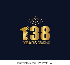 Celebration of Festivals Days 138 Year Anniversary, Invitations, Party Events, Company Based, Banners, Posters, Card Material, Gold Colors Design