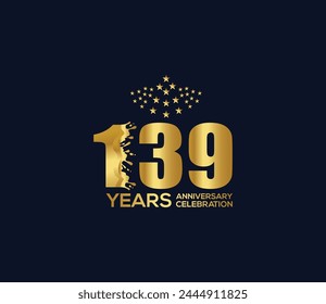 Celebration of Festivals Days 139 Year Anniversary, Invitations, Party Events, Company Based, Banners, Posters, Card Material, Gold Colors Design