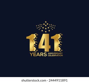 Celebration of Festivals Days 141 Year Anniversary, Invitations, Party Events, Company Based, Banners, Posters, Card Material, Gold Colors Design