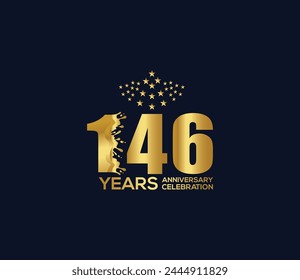 Celebration of Festivals Days 146 Year Anniversary, Invitations, Party Events, Company Based, Banners, Posters, Card Material, Gold Colors Design