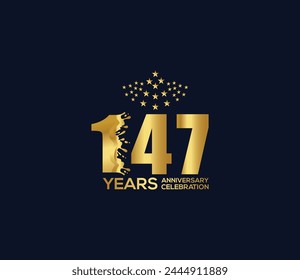 Celebration of Festivals Days 147 Year Anniversary, Invitations, Party Events, Company Based, Banners, Posters, Card Material, Gold Colors Design