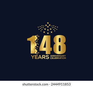 Celebration of Festivals Days 148 Year Anniversary, Invitations, Party Events, Company Based, Banners, Posters, Card Material, Gold Colors Design