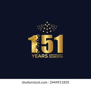 Celebration of Festivals Days 151 Year Anniversary, Invitations, Party Events, Company Based, Banners, Posters, Card Material, Gold Colors Design