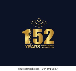 Celebration of Festivals Days 152 Year Anniversary, Invitations, Party Events, Company Based, Banners, Posters, Card Material, Gold Colors Design