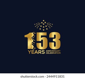 Celebration of Festivals Days 153 Year Anniversary, Invitations, Party Events, Company Based, Banners, Posters, Card Material, Gold Colors Design