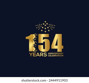 Celebration of Festivals Days 154 Year Anniversary, Invitations, Party Events, Company Based, Banners, Posters, Card Material, Gold Colors Design