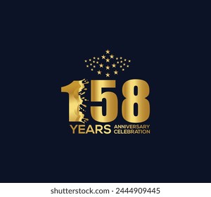 Celebration of Festivals Days 158 Year Anniversary, Invitations, Party Events, Company Based, Banners, Posters, Card Material, Gold Colors Design