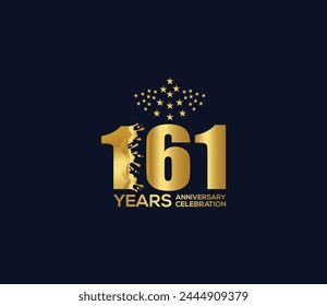 Celebration of Festivals Days 161 Year Anniversary, Invitations, Party Events, Company Based, Banners, Posters, Card Material, Gold Colors Design